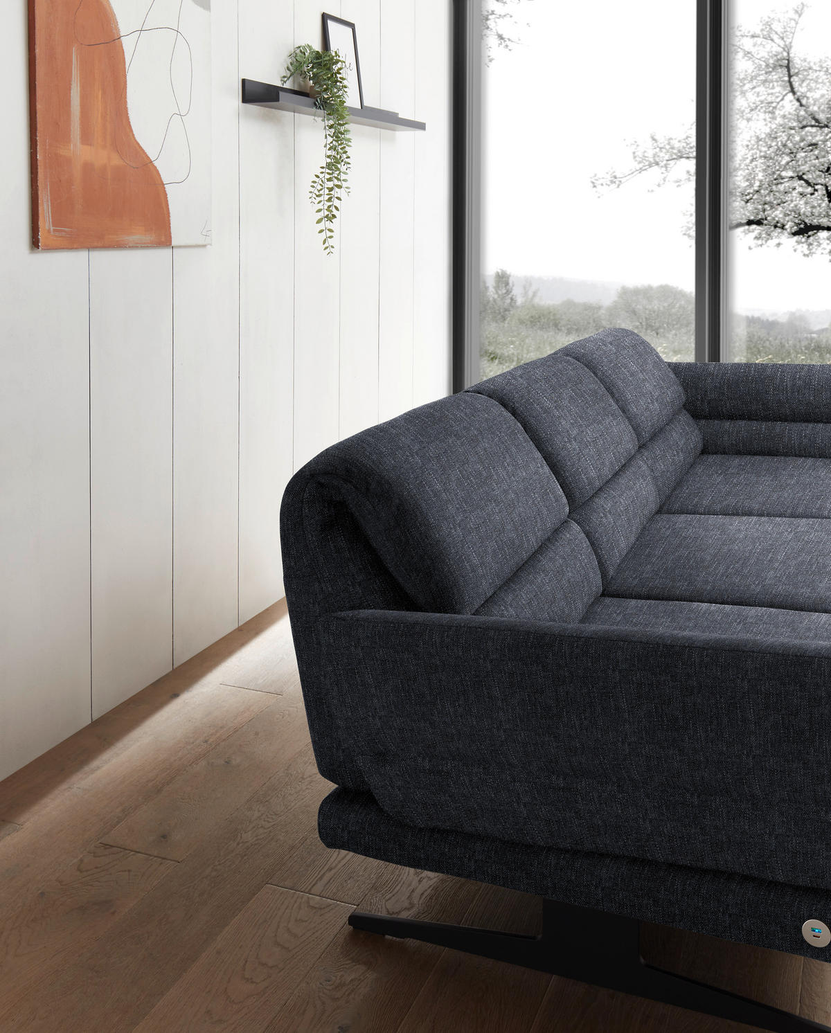ECKSOFA in Flachgewebe Grau  279-327/176-217 cm  - Schwarz/Grau, Design, Textil/Metall (279-327/176-217cm) - Dieter Knoll