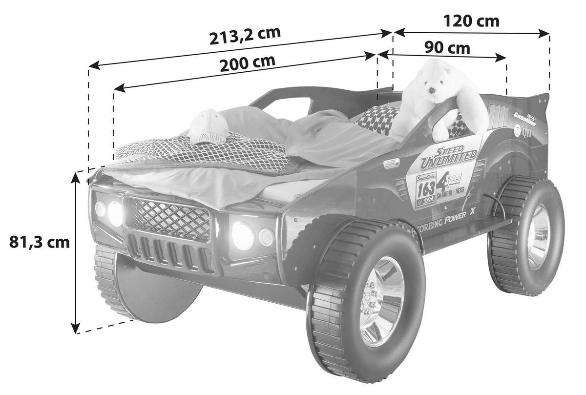 KREVET U OBLIKU AUTOMOBILA  crna   - crna, Basics (90/200cm) - Bessagi Kids