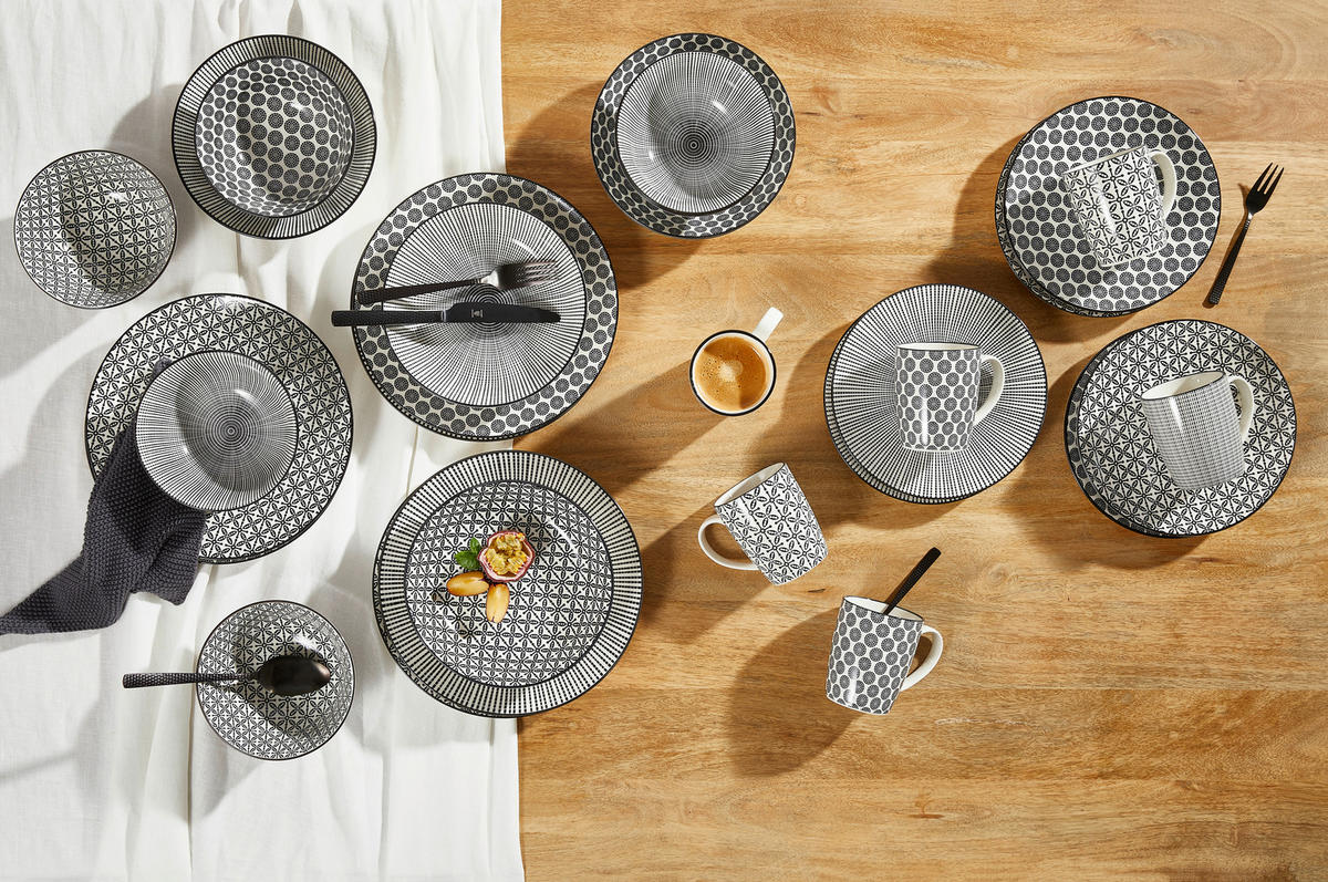 KOMBINOVANÝ SERVIS, 30-dielne, porcelán - čierna/biela, Lifestyle, keramika - Ritzenhoff Breker