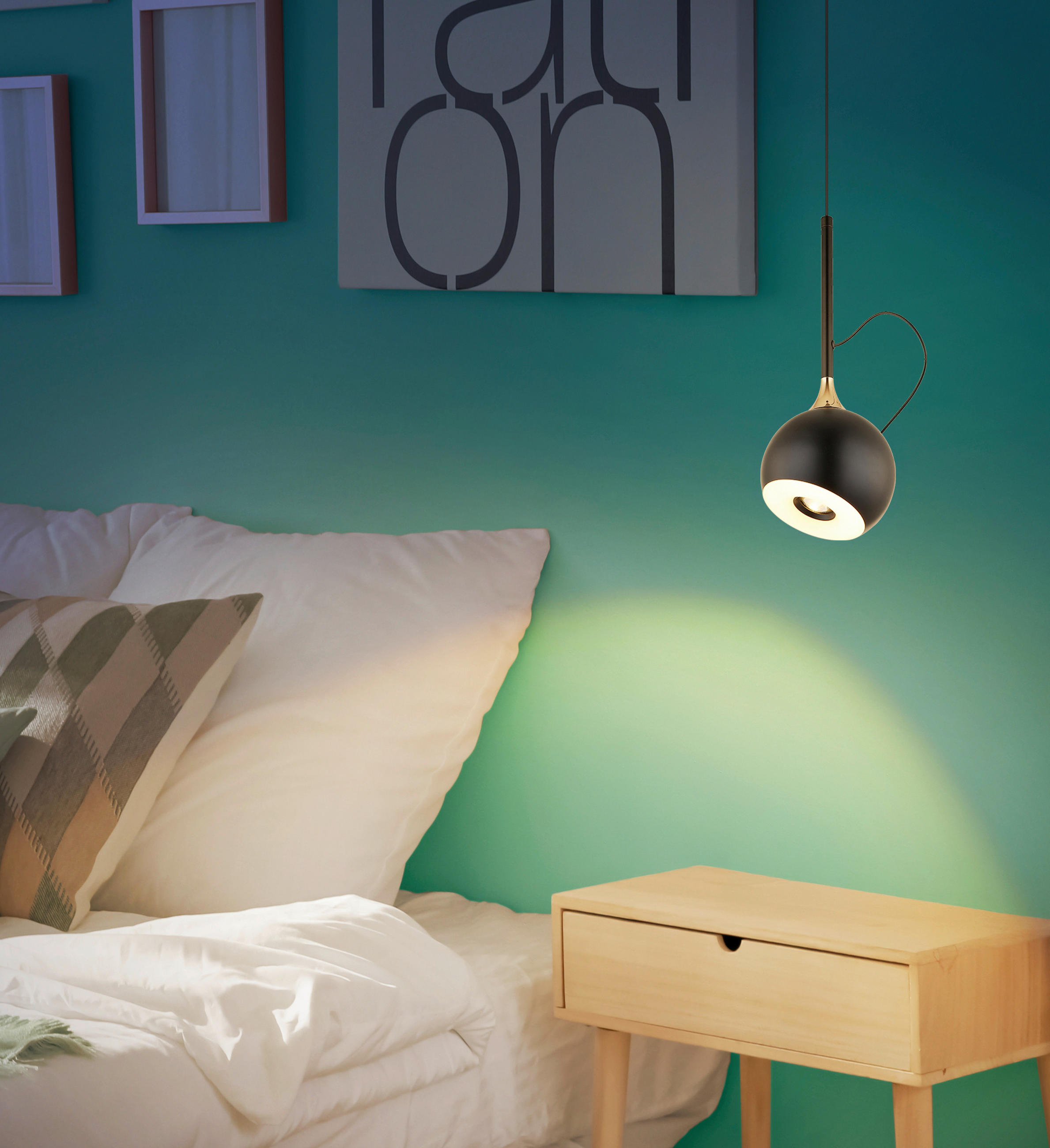 LED-HÄNGELEUCHTE 12/150 cm  - Goldfarben/Schwarzchrom, Design, Kunststoff/Metall (12/150cm) - Globo