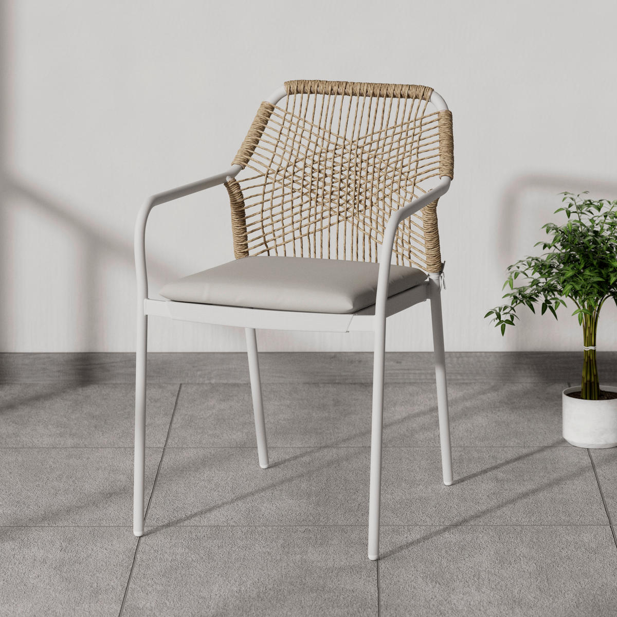 GARTENSTUHL Eisen Grau, Weiß  - Weiß/Grau, MODERN, Kunststoff/Textil (54.5/84/64cm) - Ambia Garden