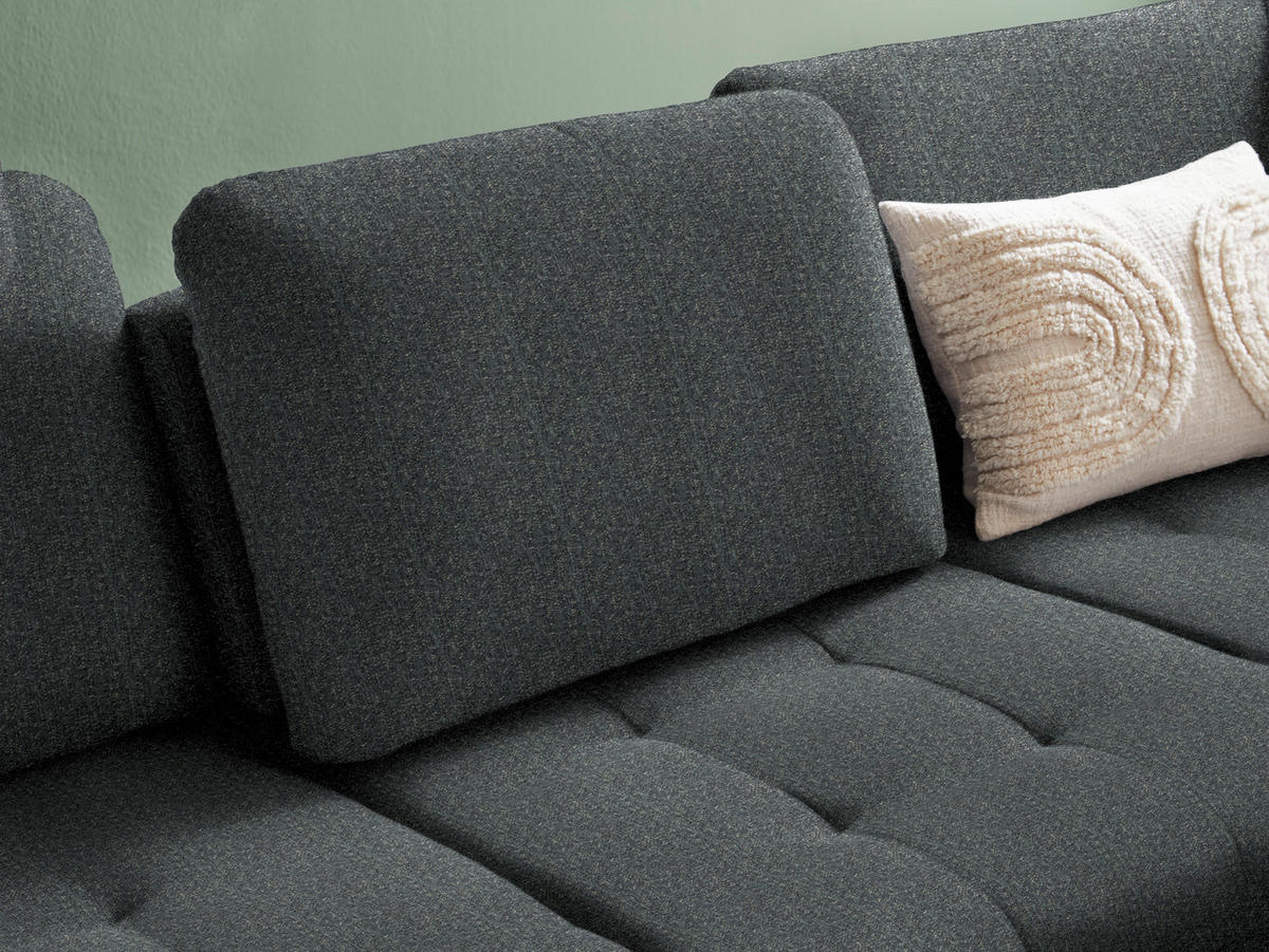ECKSOFA in Struktur Dunkelgrau  - Dunkelgrau/Schwarz, Natur, Textil/Metall (288/233cm) - Valnatura