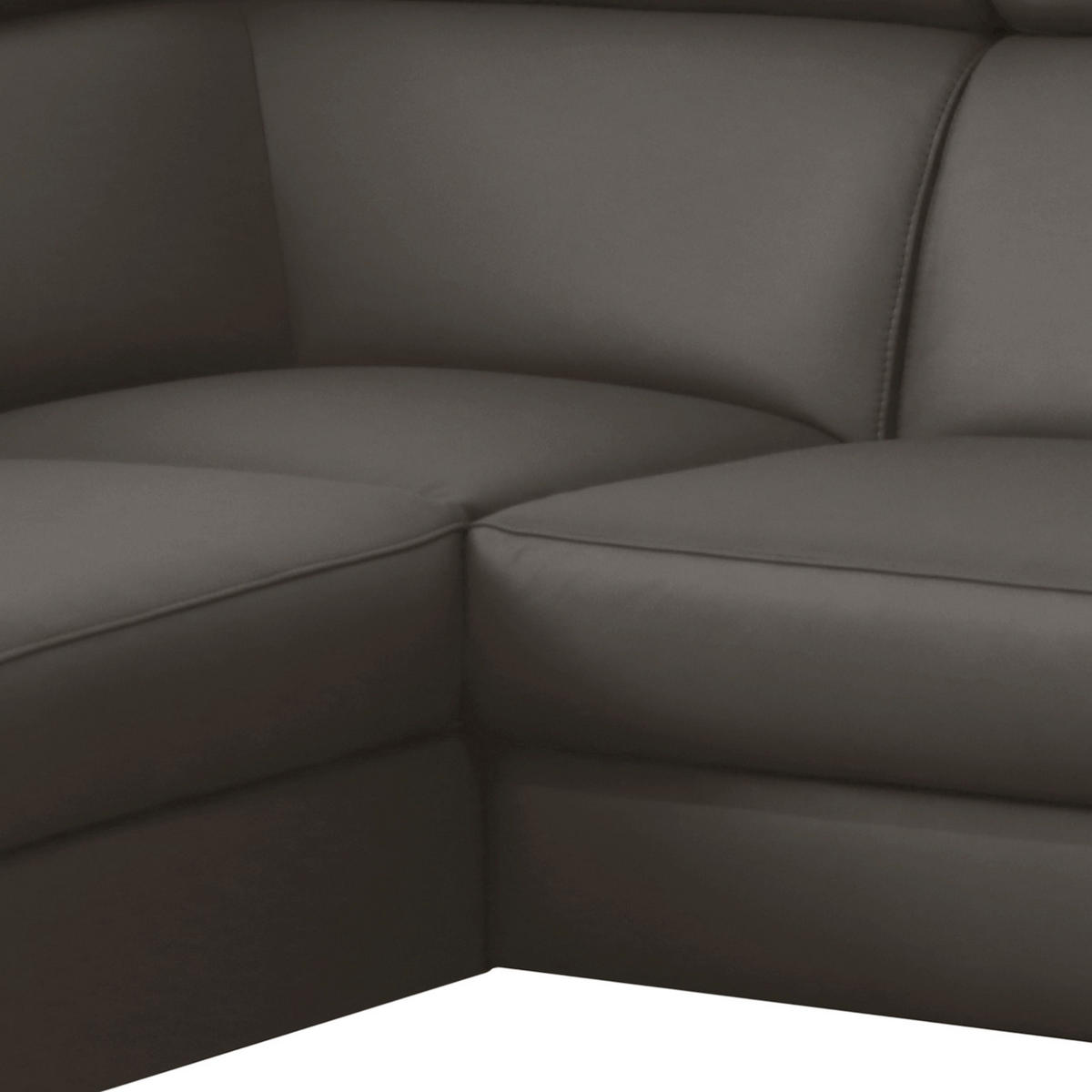 ECKSOFA Dunkelbraun Echtleder Lederlook  - Chromfarben/Dunkelbraun, Design, Leder/Textil (197/257cm) - Livetastic