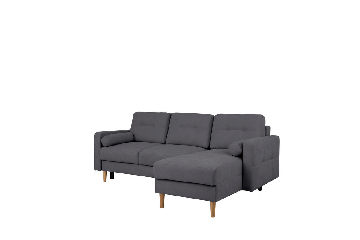 ECKSOFA in Dunkelgrau  - Dunkelgrau/Buchefarben, Design, Holz/Textil (223/157cm) - MID.YOU