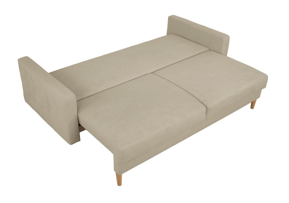 SCHLAFSOFA in Taupe  - Taupe/Buchefarben, Design, Holz/Textil (222/93/99cm) - MID.YOU