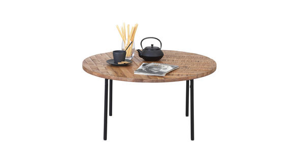 COUCHTISCH in Holz, Metall 80/80/39 cm - Hellbraun/Schwarz, Design, Holz/Metall (80/80/39cm) - Ambia Home