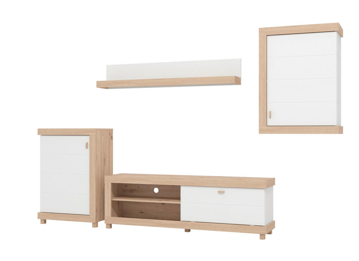 REGAL ZA DNEVNI BORAVAK bijela, hrast Artisan   - bijela/hrast Artisan, Moderno, drvni materijal/plastika (297/35/179,5cm)