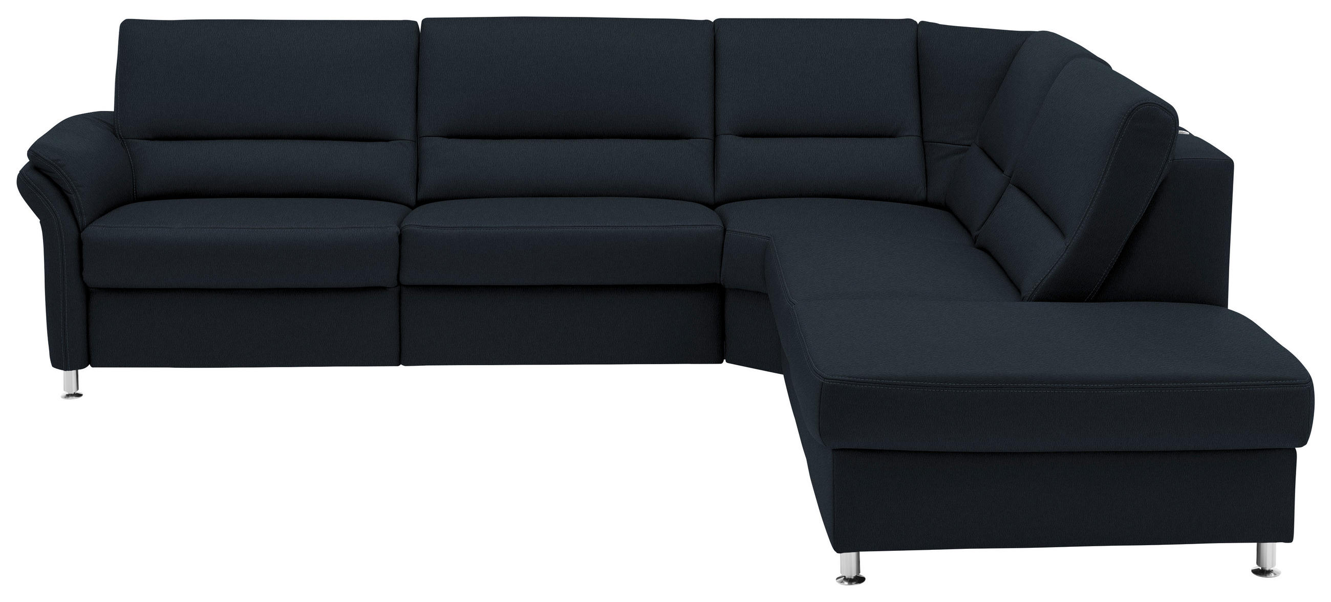 ECKSOFA in Echtleder Dunkelblau  - Beige/Alufarben, Design, Leder/Metall (288/249cm) - Beldomo Premium