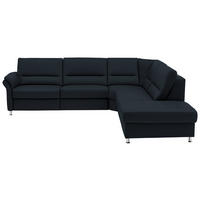 ECKSOFA in Echtleder Dunkelblau  - Beige/Alufarben, Design, Leder/Metall (288/249cm) - Beldomo Premium