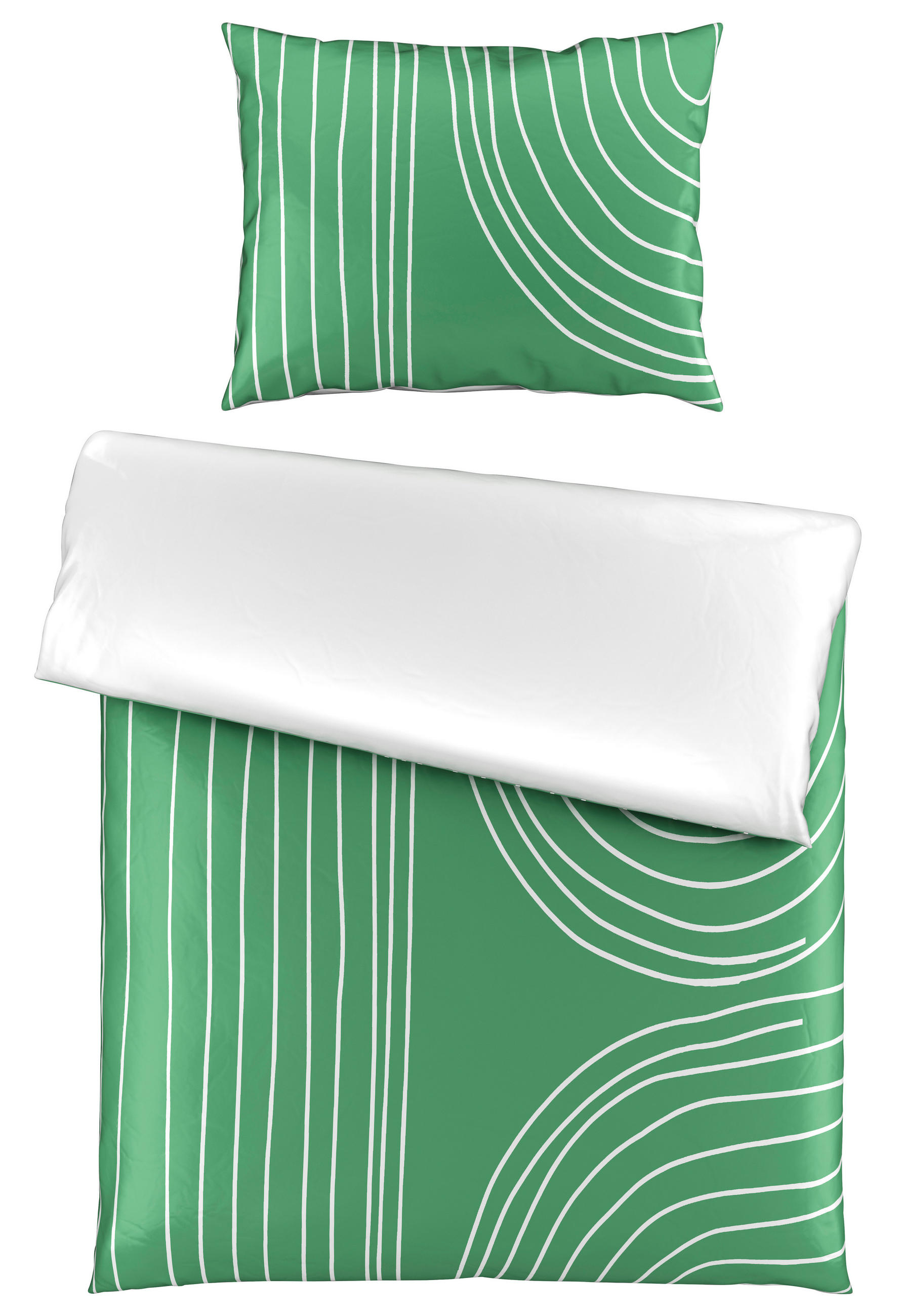 OBOJESTRANSKA POSTELJNINA EMERALD 140/200 cm saten žadasto zelena  - žadasto zelena, Konvencionalno, tekstil (140/200cm) - Esposa