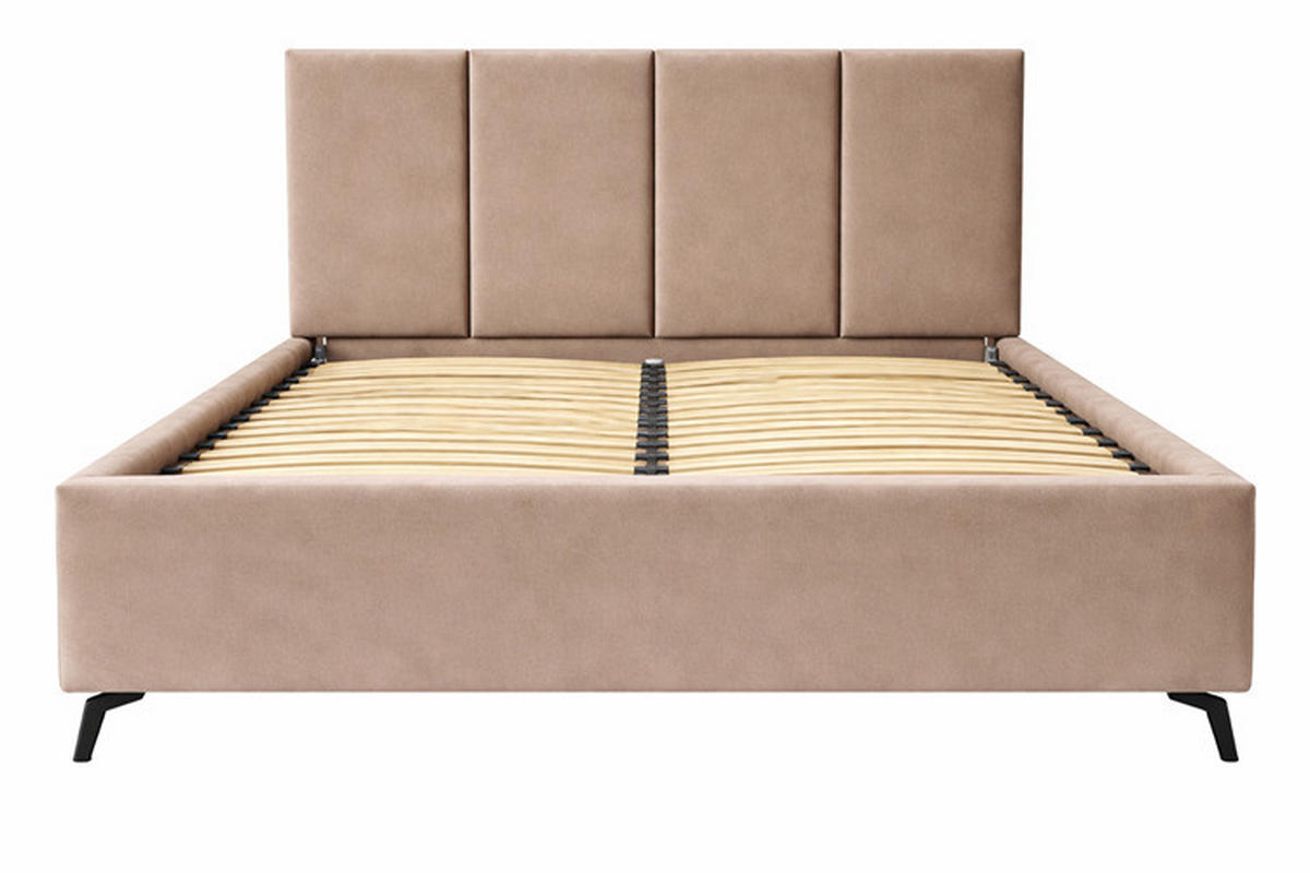 Pat Tapitat 160x200 Cm, bej - bej/negru, Modern, metal/lemn (160/200cm) - Hom`in