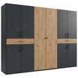 DREHTÜRENSCHRANK  in Graphitfarben, Eiche Artisan  - Schwarz/Graphitfarben, KONVENTIONELL, Holzwerkstoff/Kunststoff (270/208/58cm) - Carryhome