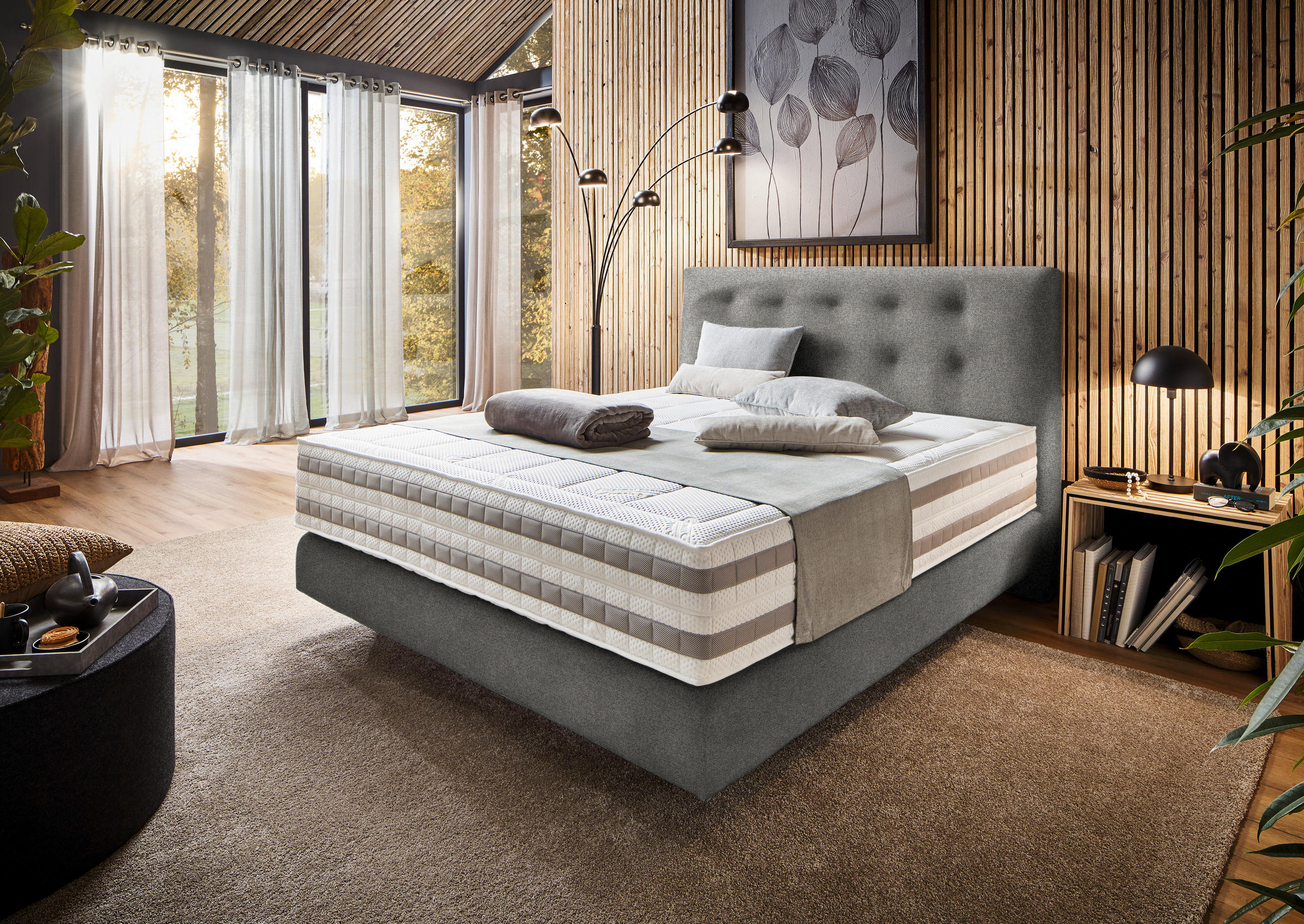 BOXSPRINGBETT 200/200 cm  in Taupe  - Taupe, KONVENTIONELL, Holz/Textil (200/200cm) - Dieter Knoll