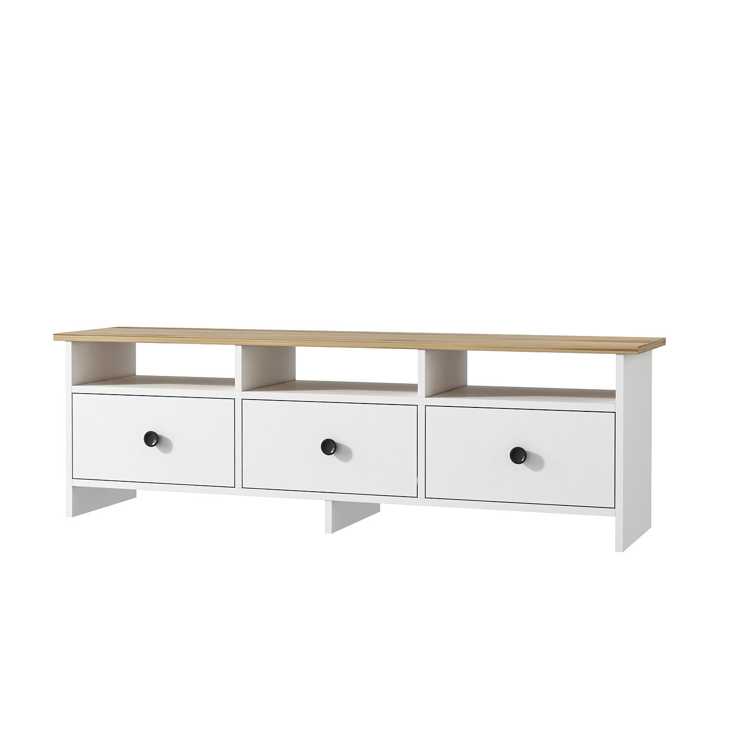 Livetastic Lowboard Oslo TV-Ständer Weiß, Eiche 150x47x36 cm