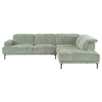ECKSOFA Mintgrün Chenille Kopfteilverstellung, Sitztiefenverstellung  - Schwarz/Mintgrün, Design, Textil/Metall (307/243cm) - Xora