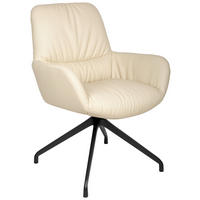 ARMLEHNSTUHL  in Aluminium, Eisen Echtleder pigmentiert  - Beige/Schwarz, Design, Leder/Metall (64/89/65cm) - Dieter Knoll