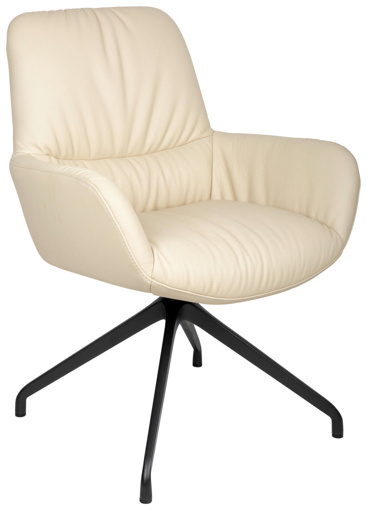 ARMLEHNSTUHL  in Aluminium, Eisen Echtleder pigmentiert  - Beige/Schwarz, Design, Leder/Metall (64/89/65cm) - Dieter Knoll