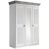 DREHTÜRENSCHRANK 156/210/64 cm 3-türig Weiß, Grau  - Weiß/Grau, ROMANTIK / LANDHAUS, Glas/Holz (156/210/64cm) - Boxxx