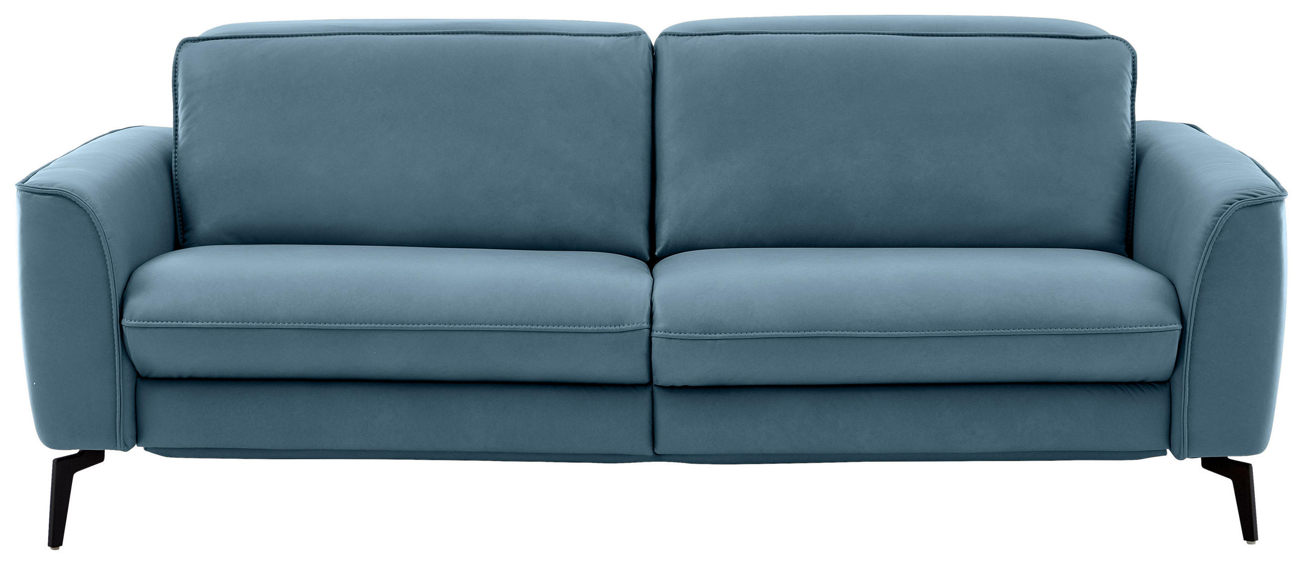 3-SITZER-SOFA in Echtleder Hellblau  - Schwarz/Hellblau, Natur, Leder/Metall (222/81/110cm) - Valdera