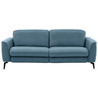 3-SITZER-SOFA in Echtleder Hellblau  - Schwarz/Hellblau, Natur, Leder/Metall (222/81/110cm) - Valdera