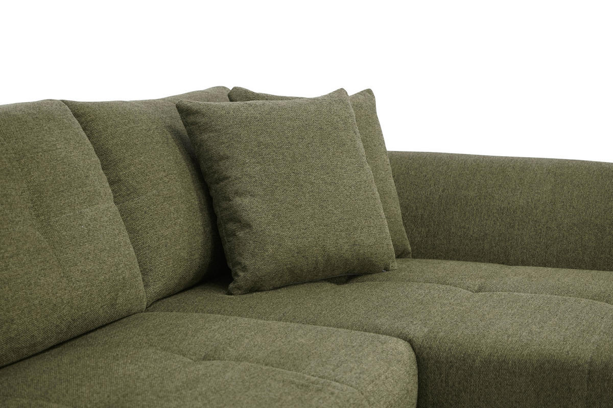 ECKSOFA in Webstoff Grün  - Schwarz/Grün, Design, Kunststoff/Textil (278/187cm) - Livetastic