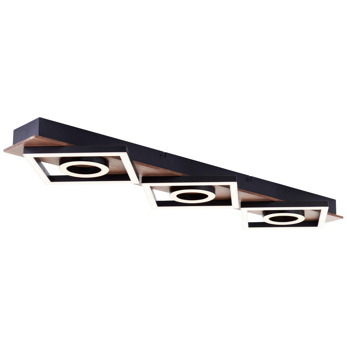 LED-DECKENLEUCHTE    88/6,5/28 cm  - Eiche dunkel/Schwarz, Design, Holz/Kunststoff (88/6,5/28cm) - Brilliant