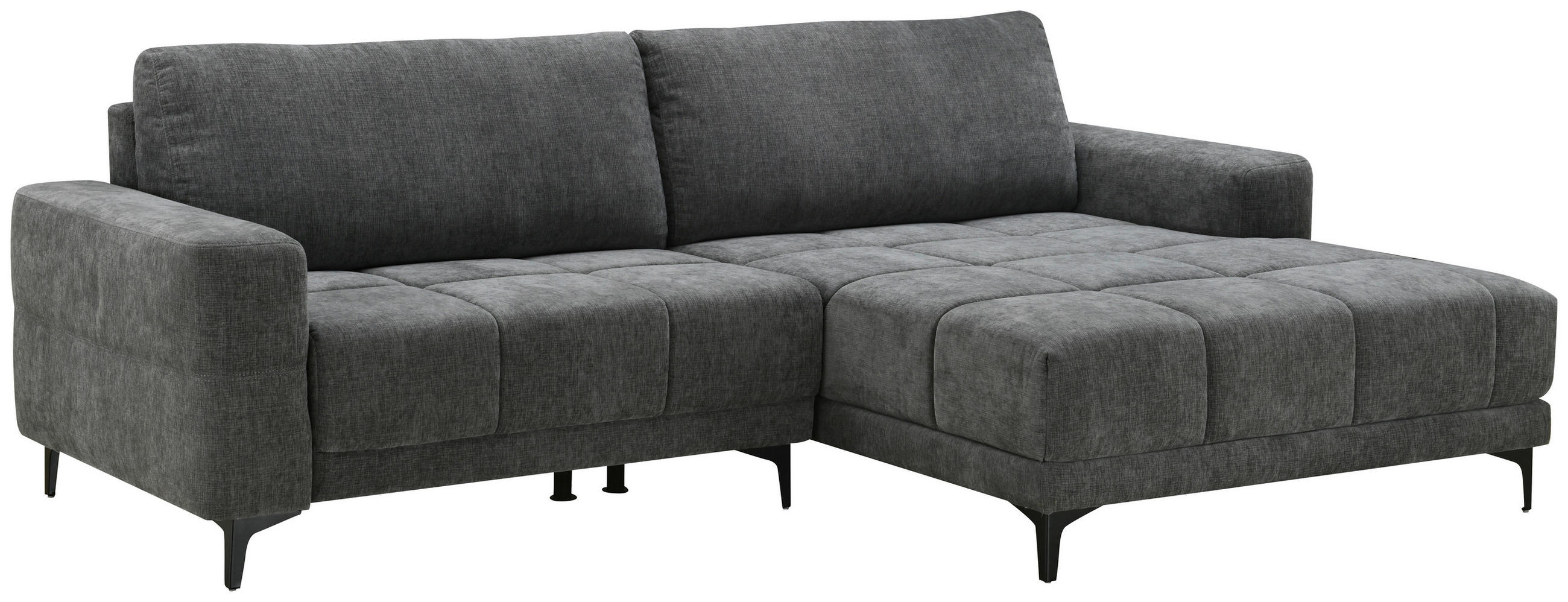 ECKSOFA Dunkelgrau Mikrofaser  - Dunkelgrau/Schwarz, MODERN, Textil/Metall (246/165cm) - MID.YOU