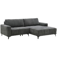 ECKSOFA Dunkelgrau Mikrofaser  - Dunkelgrau/Schwarz, MODERN, Textil/Metall (246/165cm) - MID.YOU