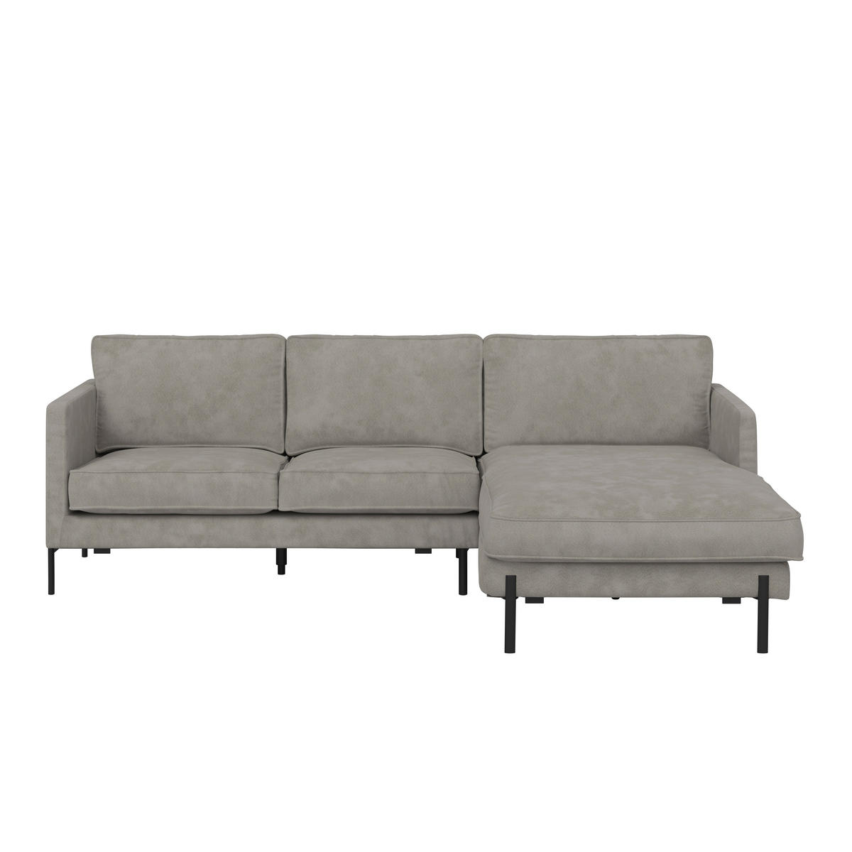 ECKSOFA in Flachgewebe Hellgrau  - Hellgrau/Schwarz, Trend, Textil/Metall (232/154cm) - Livetastic