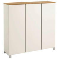 SCHUHSCHRANK Balkeneiche furniert Silberfarben, Weiß, Eichefarben  - Eichefarben/Silberfarben, Design, Holz/Holzwerkstoff (125/126/37cm)