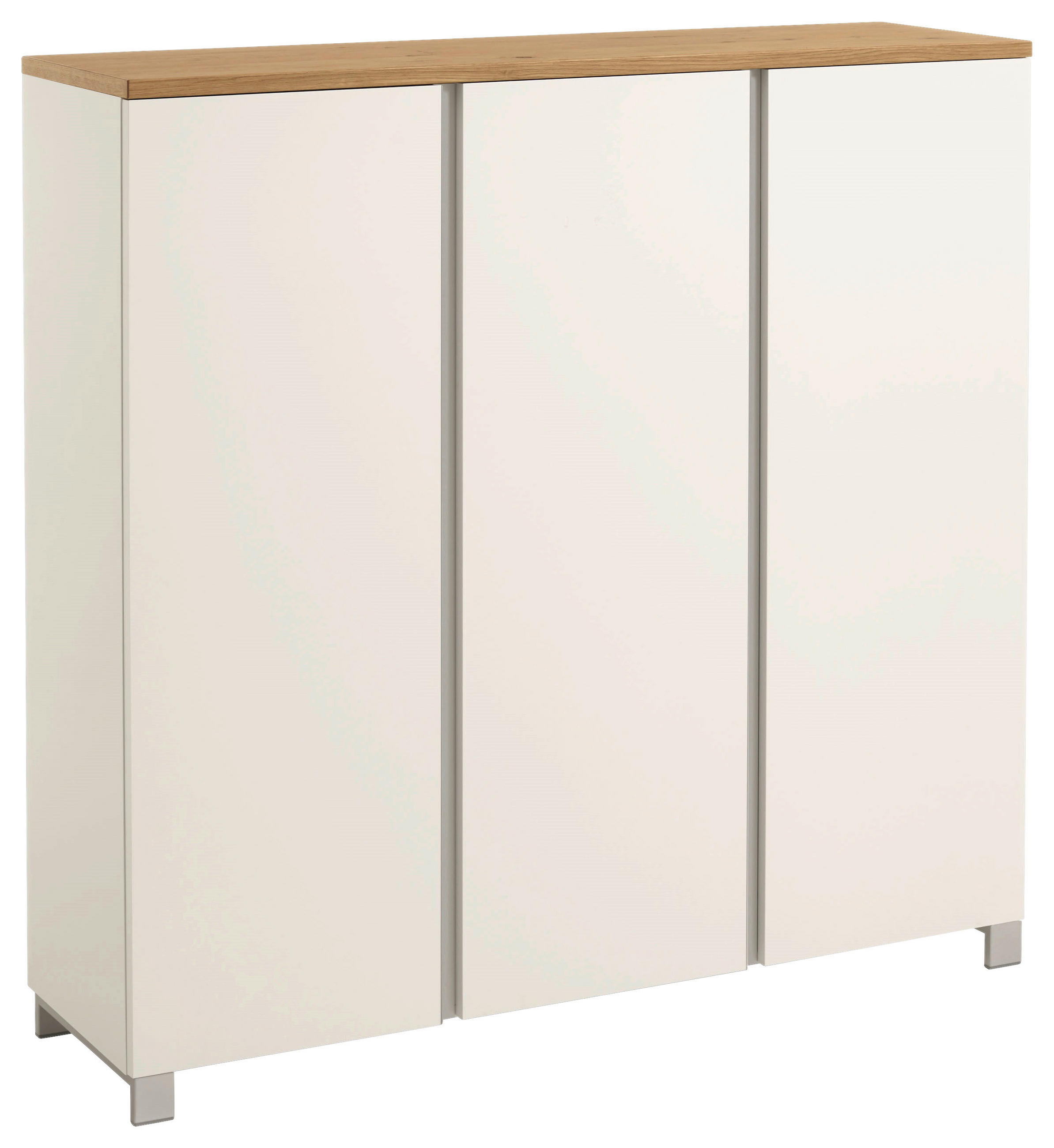XXXLutz Schuhschrank Silber, Weiß, Eiche 125x126x37 cm
