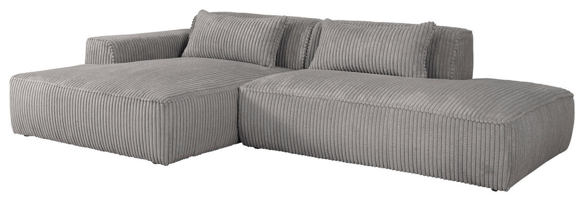 ECKSOFA BILLUND Grau Cord Nierenkissen  - Schwarz/Grau, KONVENTIONELL, Kunststoff/Textil (294/165cm) - Livetastic