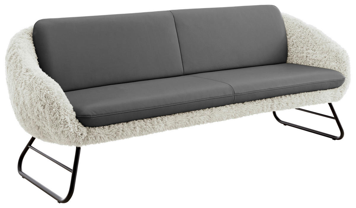 SITZBANK 219/87/78 cm  in Beige, Graublau  - Graublau/Beige, Design, Leder/Textil (219/87/78cm) - Koinor