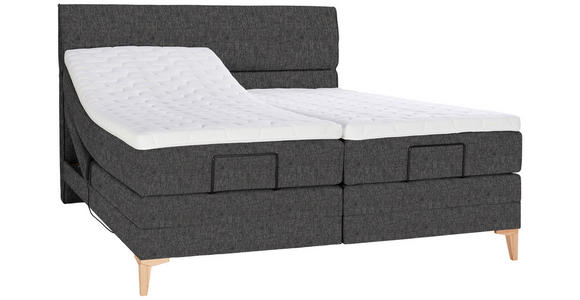 BOXSPRINGBETT 200/200 cm  in Dunkelgrau  - Eichefarben/Dunkelgrau, KONVENTIONELL, Holz/Textil (200/200cm) - Voleo