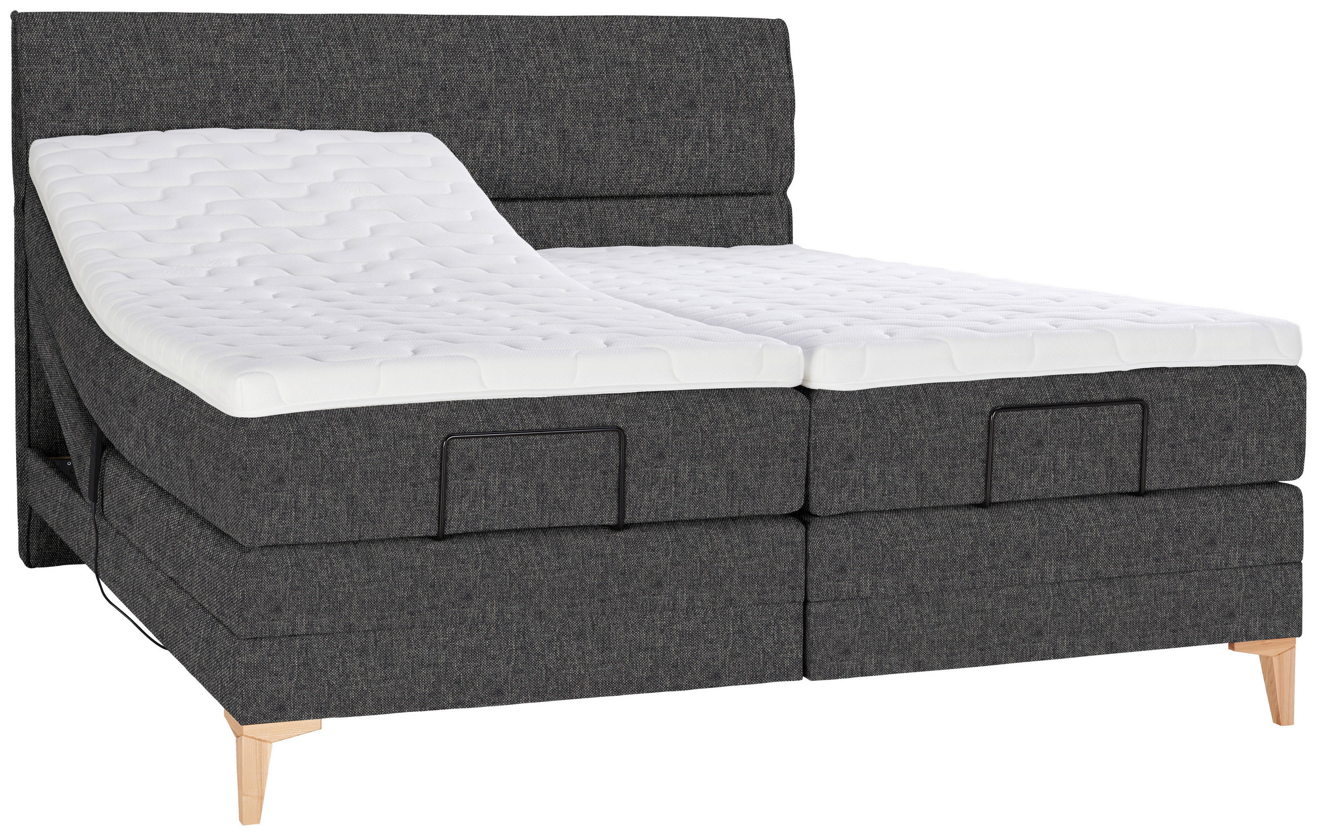 BOXSPRINGBETT 180/200 cm  in Dunkelgrau  - Eichefarben/Dunkelgrau, KONVENTIONELL, Holz/Textil (180/200cm) - Voleo