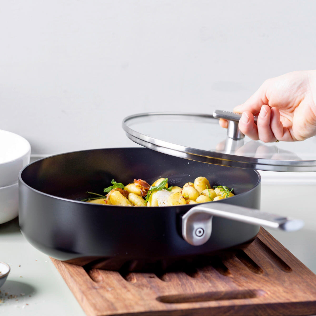 SCHMORPFANNE Evolution Keramikbeschichtung 26 cm  - Edelstahlfarben/Transparent, Basics, Glas/Metall (26cm) - GreenPan