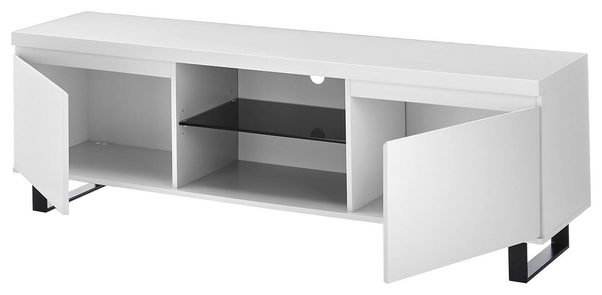 LOWBOARD Austin  in 166/54/40 cm  - Schwarz/Weiß, Basics, Glas/Holzwerkstoff (166/54/40cm)