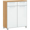 SCHUHSCHRANK Eiche furniert Weiß, Eichefarben  - Chromfarben/Eichefarben, Design, Glas/Holz (84/108/37cm)