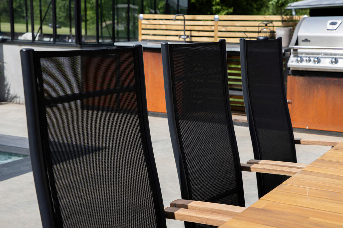 GARTENSTUHL-SET Metall, Textil Naturfarben, Schwarz  - Schwarz/Naturfarben, KONVENTIONELL, Textil/Metall (60/110/75cm) - Gardenson