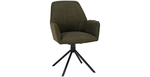 ARMLEHNSTUHL , , Webstoff  - Schwarz/Olivgrün, Design, Textil/Metall (59/87/61cm) - Carryhome