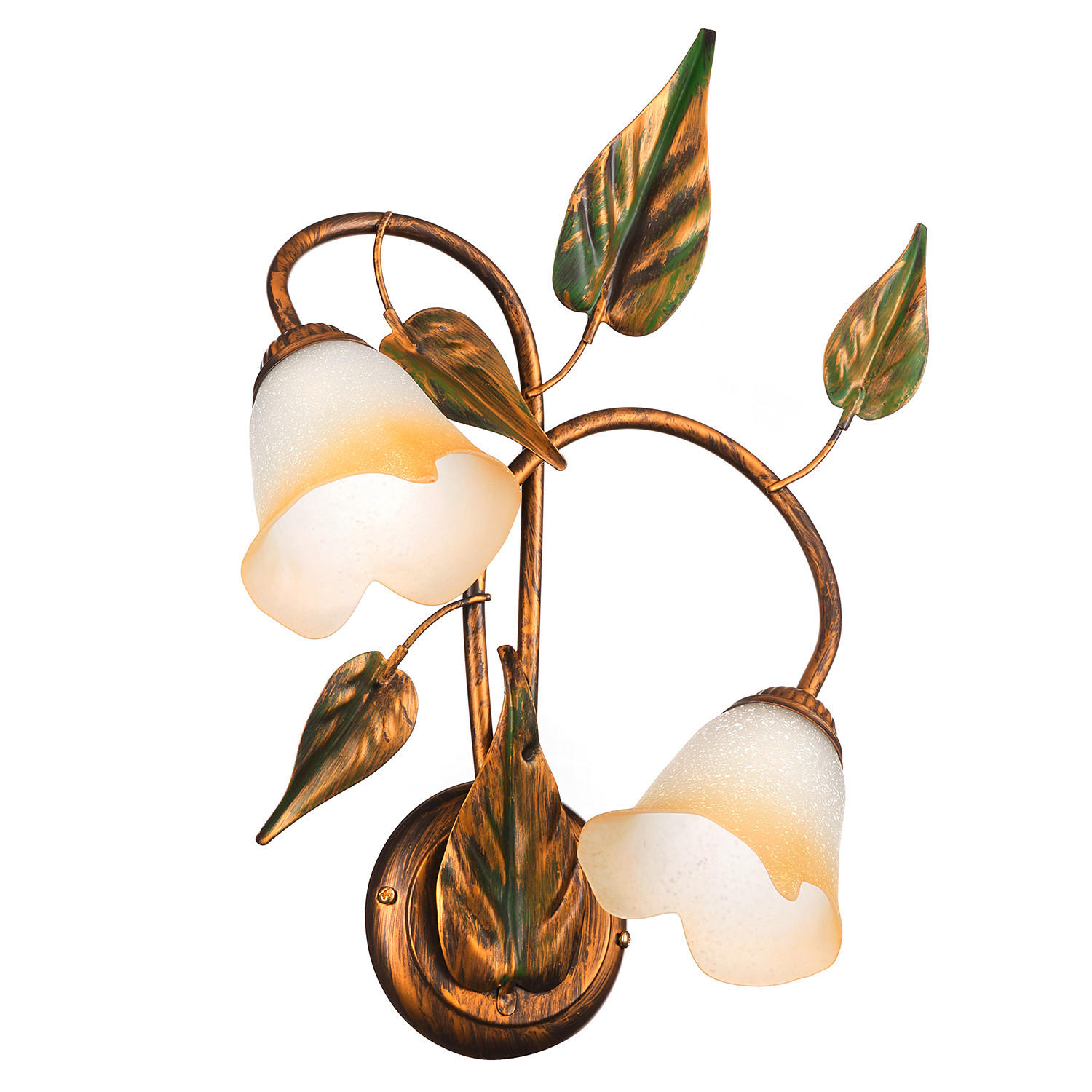 WANDLEUCHTE 40/48 cm - Bronzefarben/Olivgrün, Natur, Glas/Metall (40/48cm)
