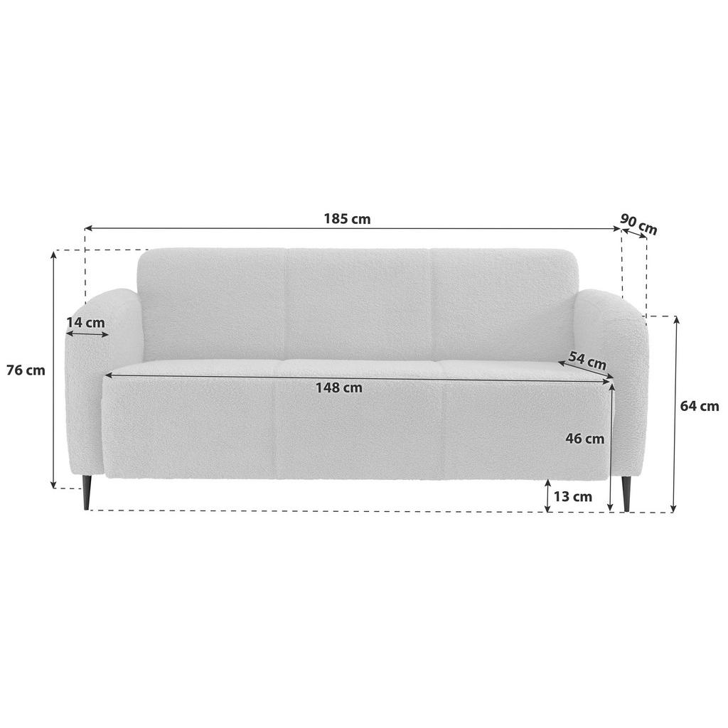 Thumbnail - Livetastic 3-Sitzer-Sofa, Weiß, Textil, 180x76x90 cm, Made in EU, Rücken echt, Armteil links, rechts, Wohnzimmer, Sofas ...