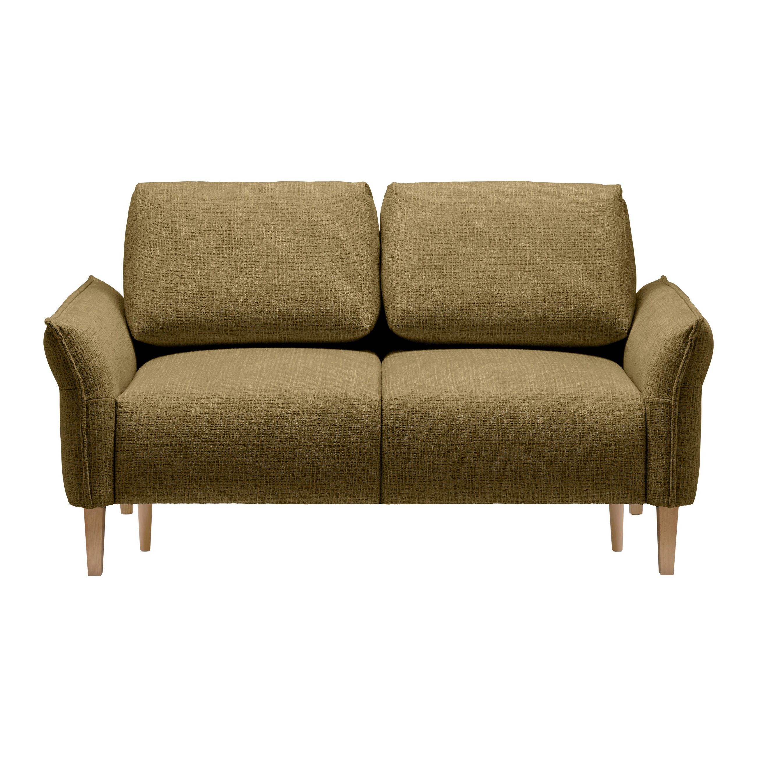 2-SITZER-SOFA in Webstoff Olivgrün  - Eichefarben/Creme, Modern, Holz/Textil (150/85/92cm) - MID.YOU