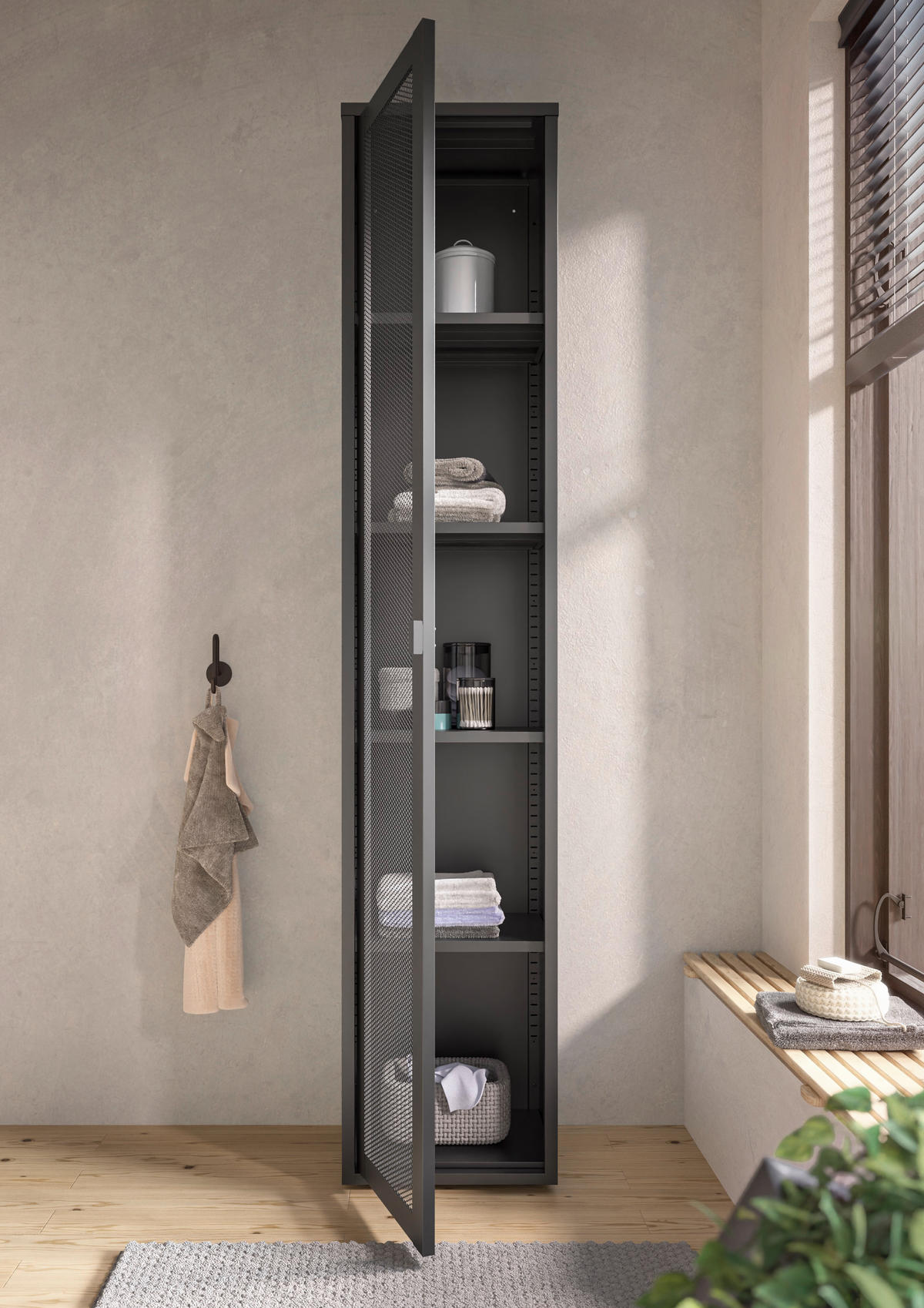 HOCHSCHRANK 38/195/30 cm  - Schwarz, Design, Kunststoff/Metall (38/195/30cm) - home24