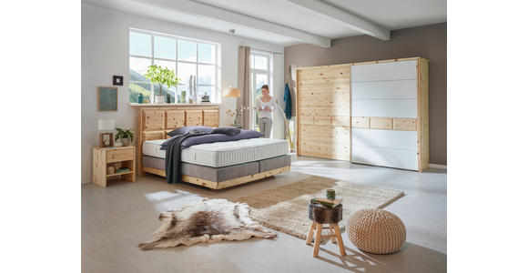 BOXSPRINGBETT 180/200 cm in Zirbelkieferfarben, Greige - Greige/Zirbelkieferfarben, Natur, Holz/Textil (180/200cm) - Valnatura