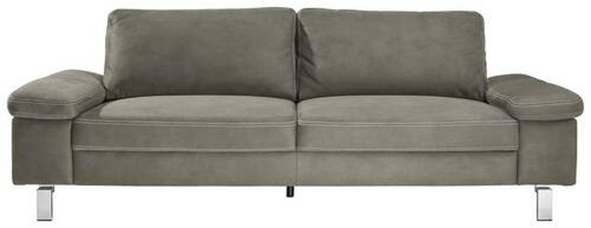 3-SITZER-SOFA in Mikrofaser Taupe  - Taupe/Chromfarben, Design, Textil/Metall (234/86/97cm) - Hom`in