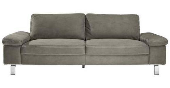 3-SITZER-SOFA in Mikrofaser Taupe  - Taupe/Chromfarben, Design, Textil/Metall (234/86/97cm) - Hom`in