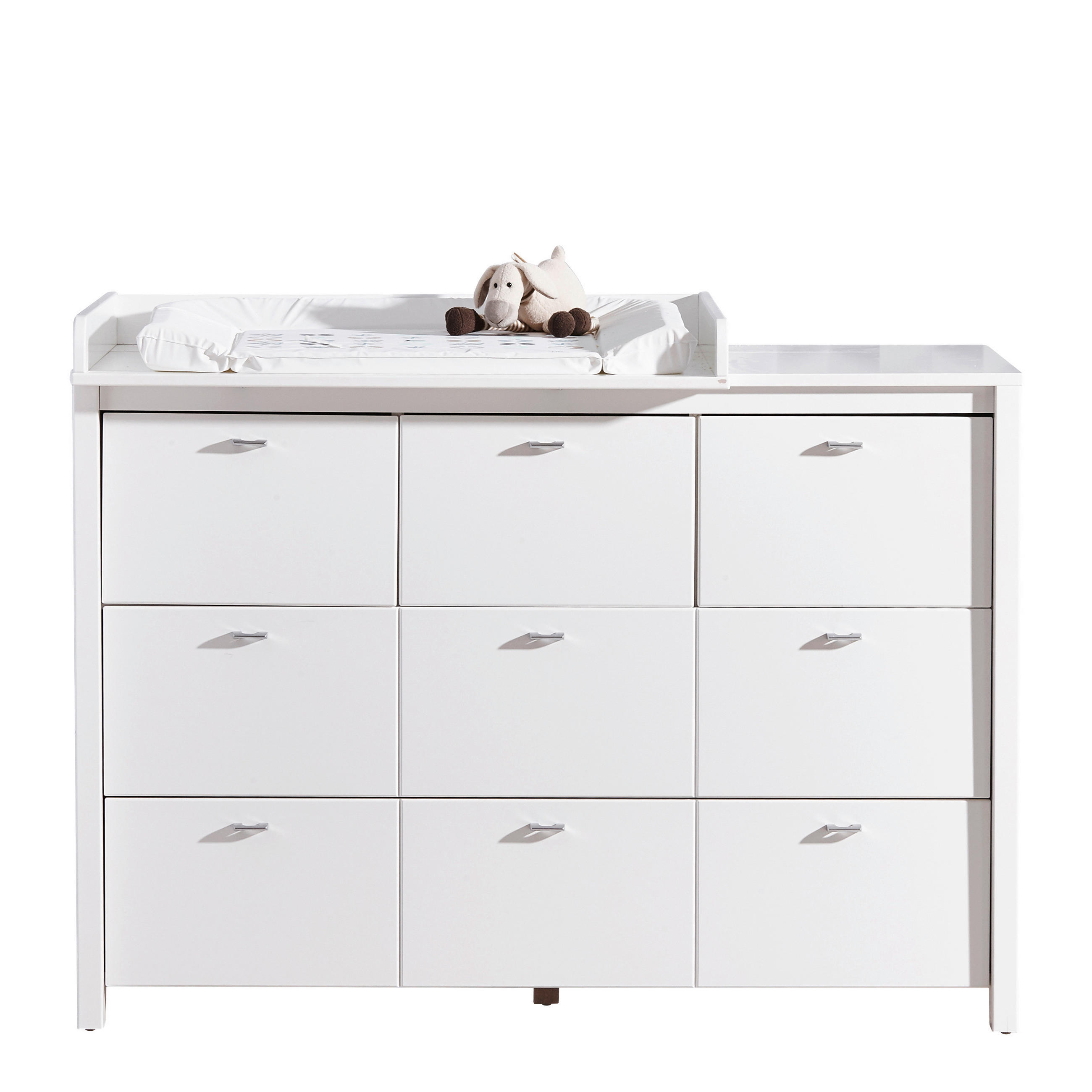 KOMODA ZA PREVIJANJE  Julija  - bijela/boje aluminija, Trend, drvni materijal/metal (135/95/50cm) - My Baby Lou