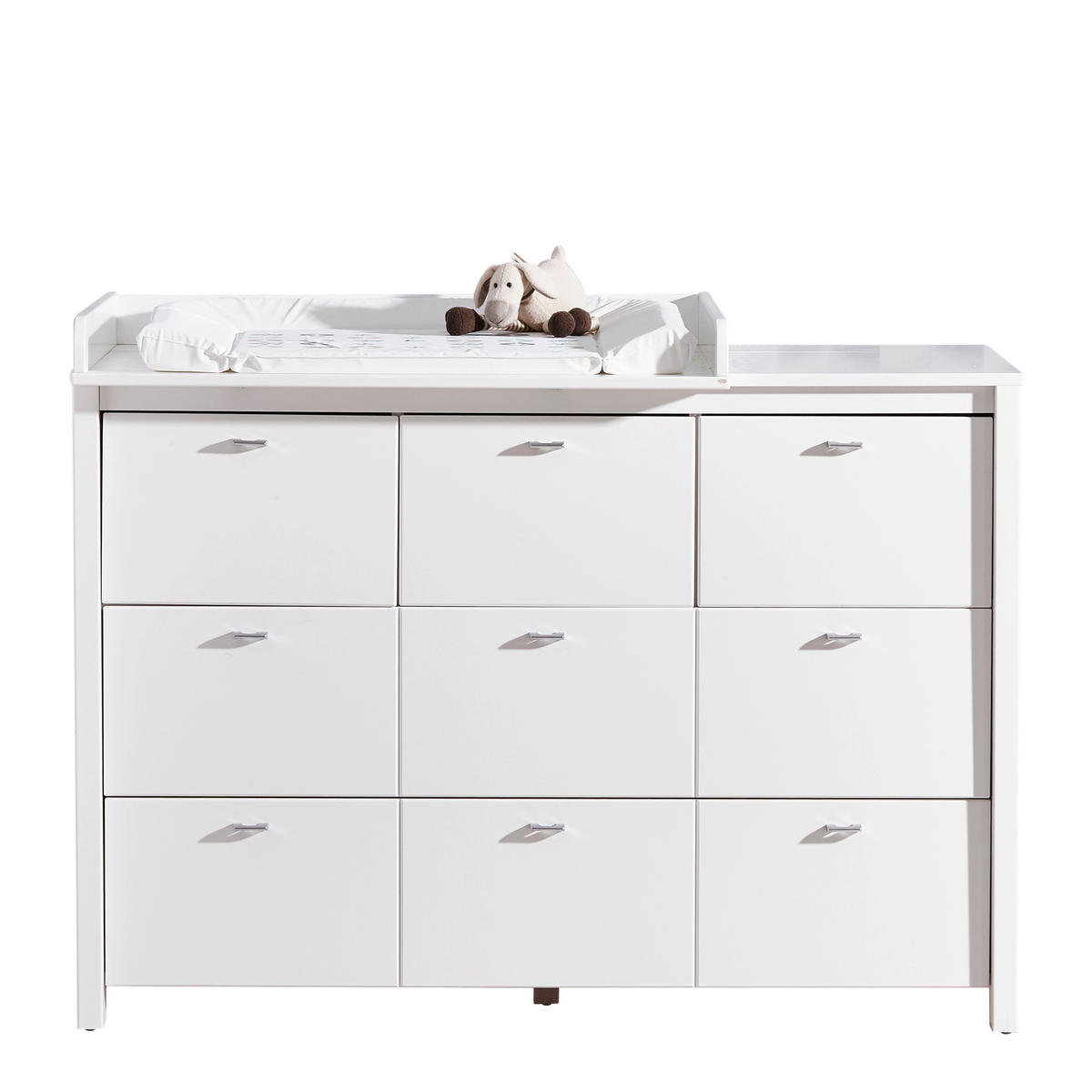 PREVIJALNA KOMODA  Julija  135/95/50 cm         - bela/barve aluminija, Trend, kovina/leseni material (135/95/50cm) - My Baby Lou