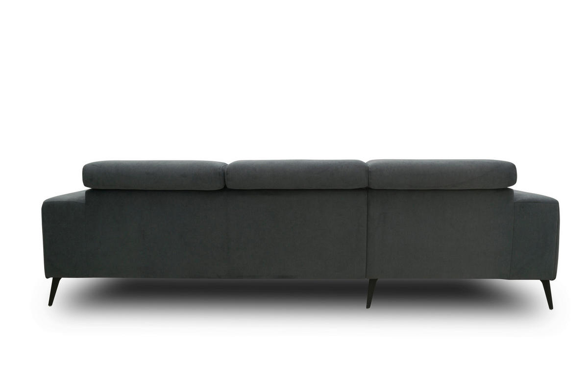 ECKSOFA TRENTO Dunkelgrau Mikrofaser  - Dunkelgrau/Schwarz, MODERN, Textil/Metall (287/175cm) - MID.YOU